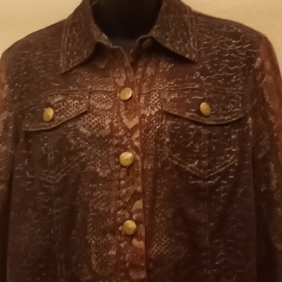 π HOST PICK!! V Cristina Twill Bronze Snake Print Bling πJacket - Picture 7 of 12